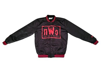WWE WCW NWO New World Order Wolf Pack Bomber Chalk Line Jacket Size L