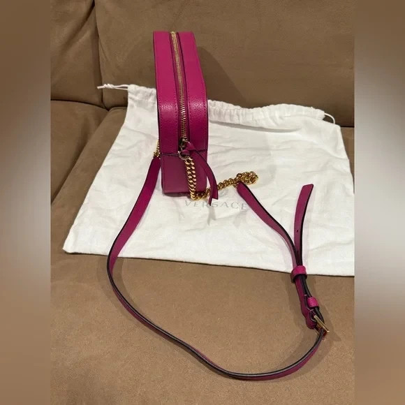 versace calfskin virtus camera bag pink thumbnail 6