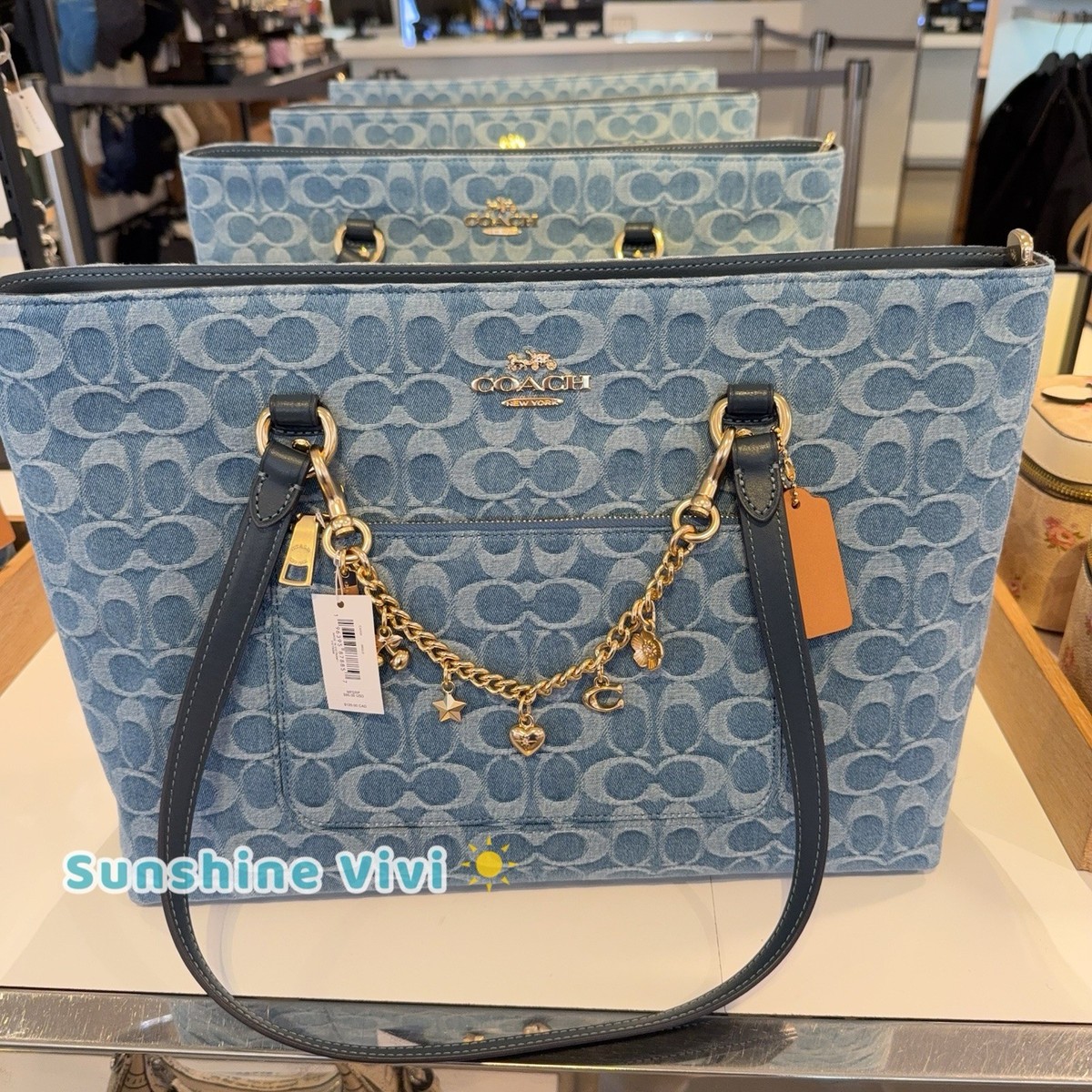 NWT Bundle Coach Station Tote Bag CDB88 denim Indigo & Swagger