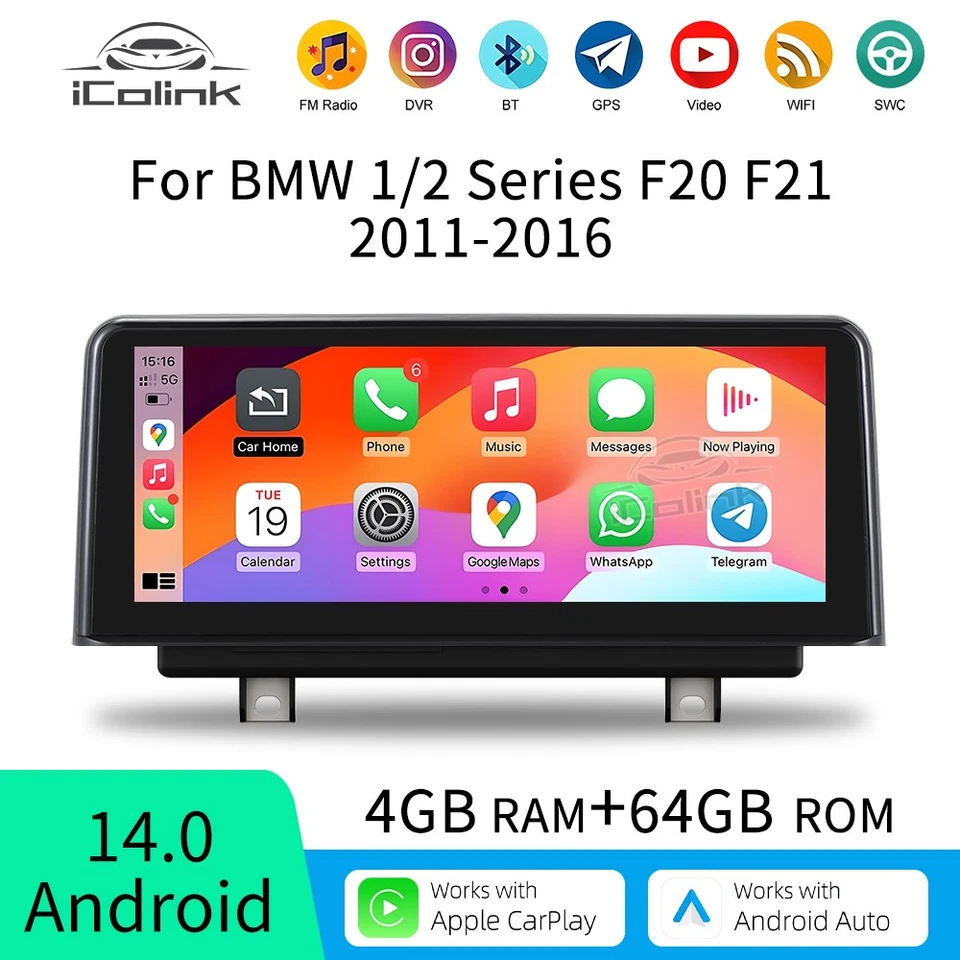 Wireless Carplay Android Auto GPS NBT BT für BMW F20 F21 F22 F30 F31 F34 F80 F32 - Bild 2 von 4