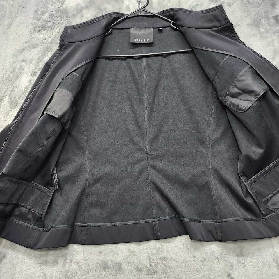 Carlisle Jacket Womens 18 Black Moto Full Zip Satin Ribbon Detail Puffy Shoulder - Image 4 of 4