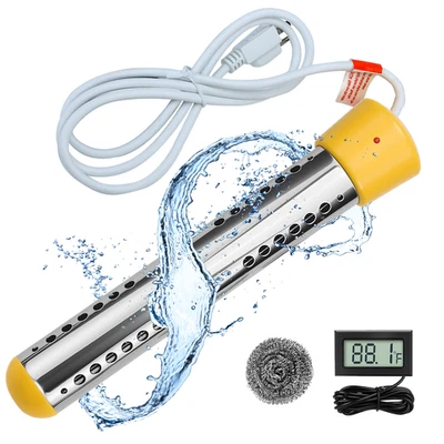 RUNTOP 1500W Immersion Heater, Portable Electric Water Heater Fast Heating for Buckets