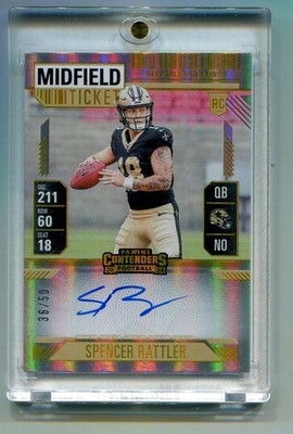 2024 Spencer Rattler Contenders Midfield Ticket Auto RC # 36/50