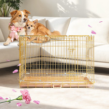 Homey Pet 36" Copper Gold Foldable Metal Wire Medium Dog Crate Cage Dog Training