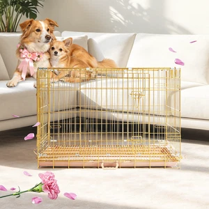 Animaux domestiques 36" Cuivre Or Fil métallique pliable Carrière de chien moyen Formation de chien de cage