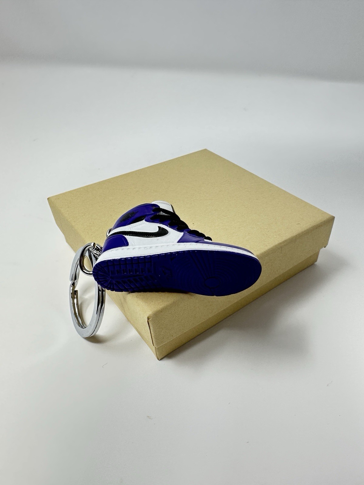 Nike Air Jordan Shoe Keychain 3D Mini Sneaker Charm Purple White Black image 3