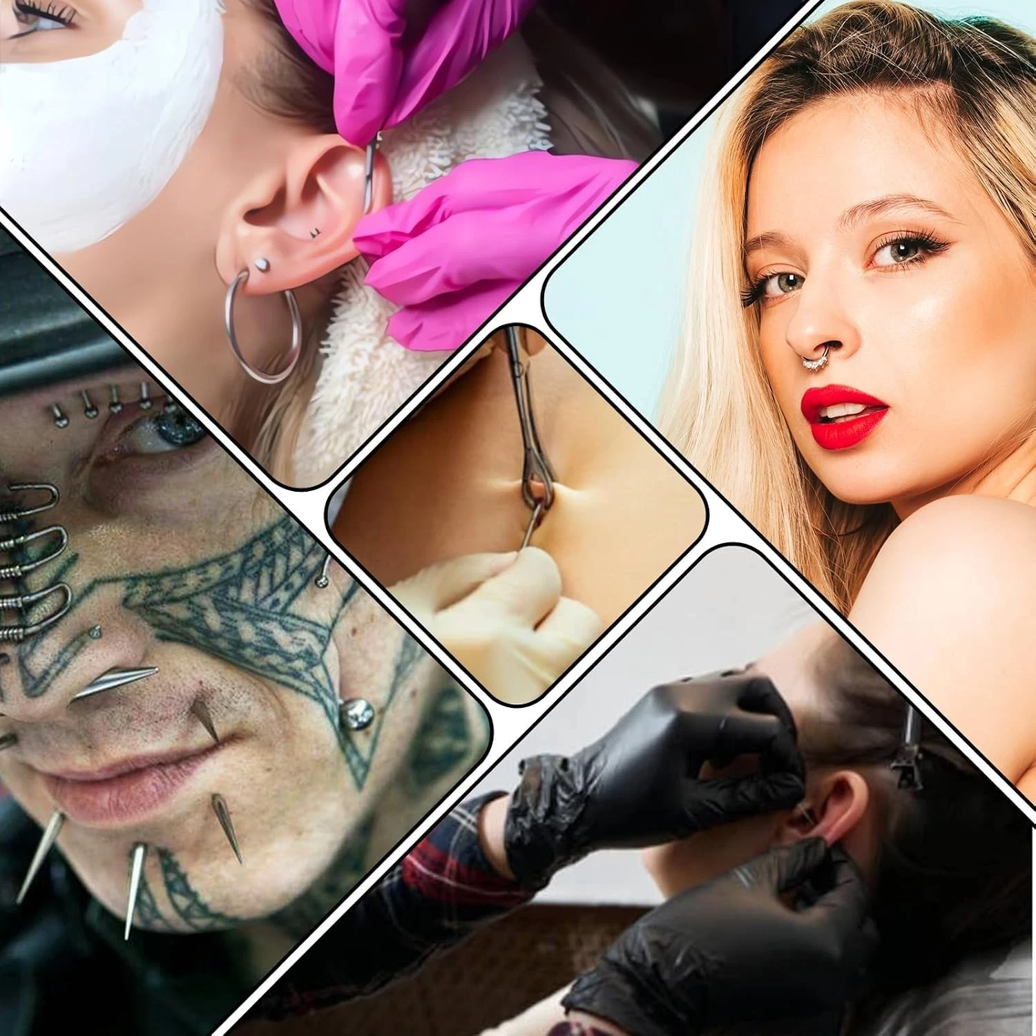 7Pcs Soft Silicone Piercing Body Parts with Display Stand | Realistic Ear, No... - product detail image 8