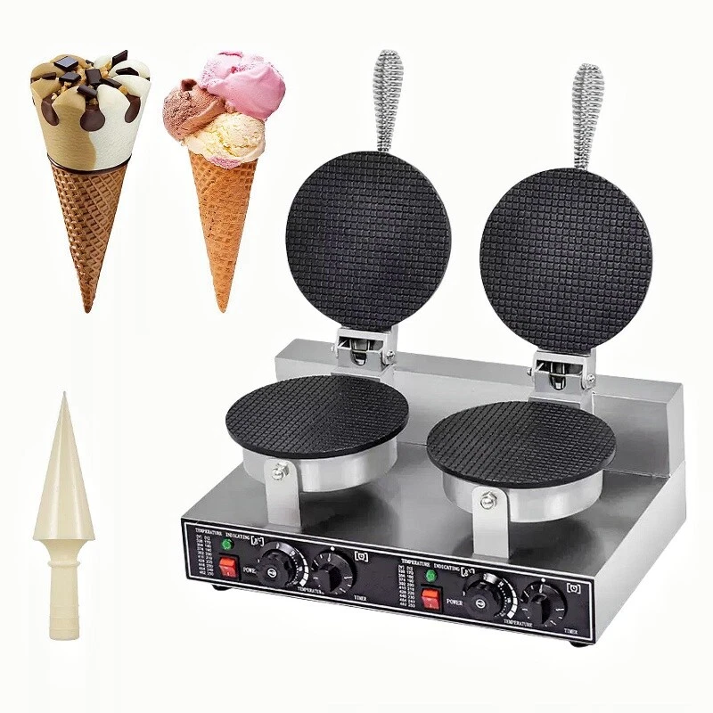 Commercial Electric Ice Cream Egg Waffle Cone Maker Machine Stainless Steel New-