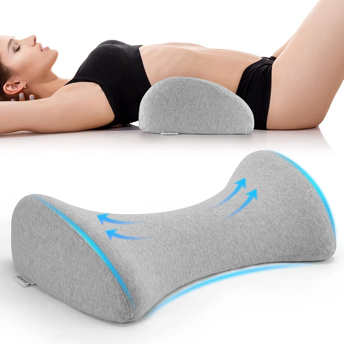  Lumbar Support Pillow for Back Support Memory Foam Pillow for  Sleeping in Bed Waist Support Cushion for Lower Back Pain Relief for Office  Chair and Car Seat Removable Zipper Breathable Pillow