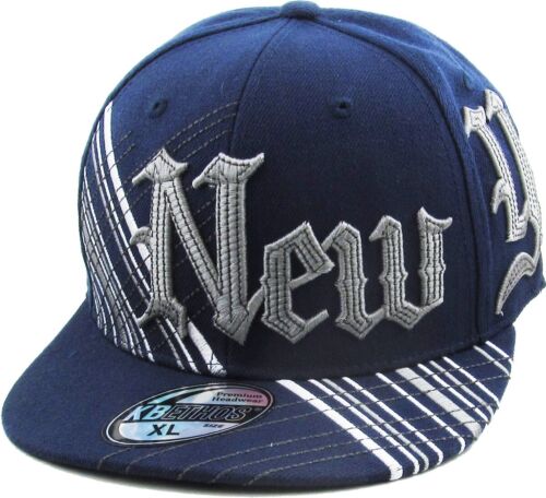 New York NY Embroidered Hip Hop Fitted Cap Hat Street Flat Brim - Picture 11 of 14