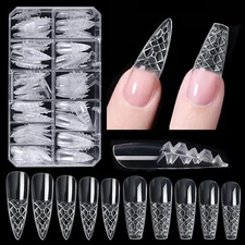 120 Pcs Clear Fiberglass mosaic Design False Nail Art Tips UV Gel Acrylic Nails