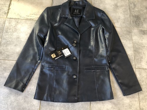 NWT Women A/E Luxury Collection By Emporio Collezioni Navy Faux Leather  Jacket S | eBay