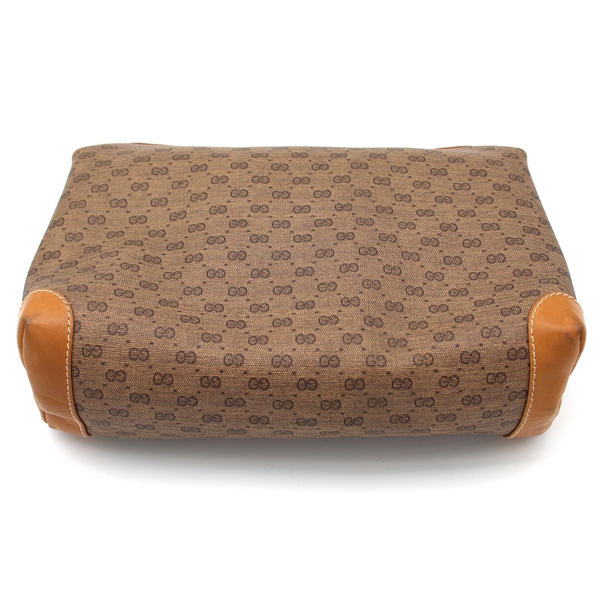 Gucci Canvas Tan Brown Logo Zipper Closure Clutch Accessory Bag