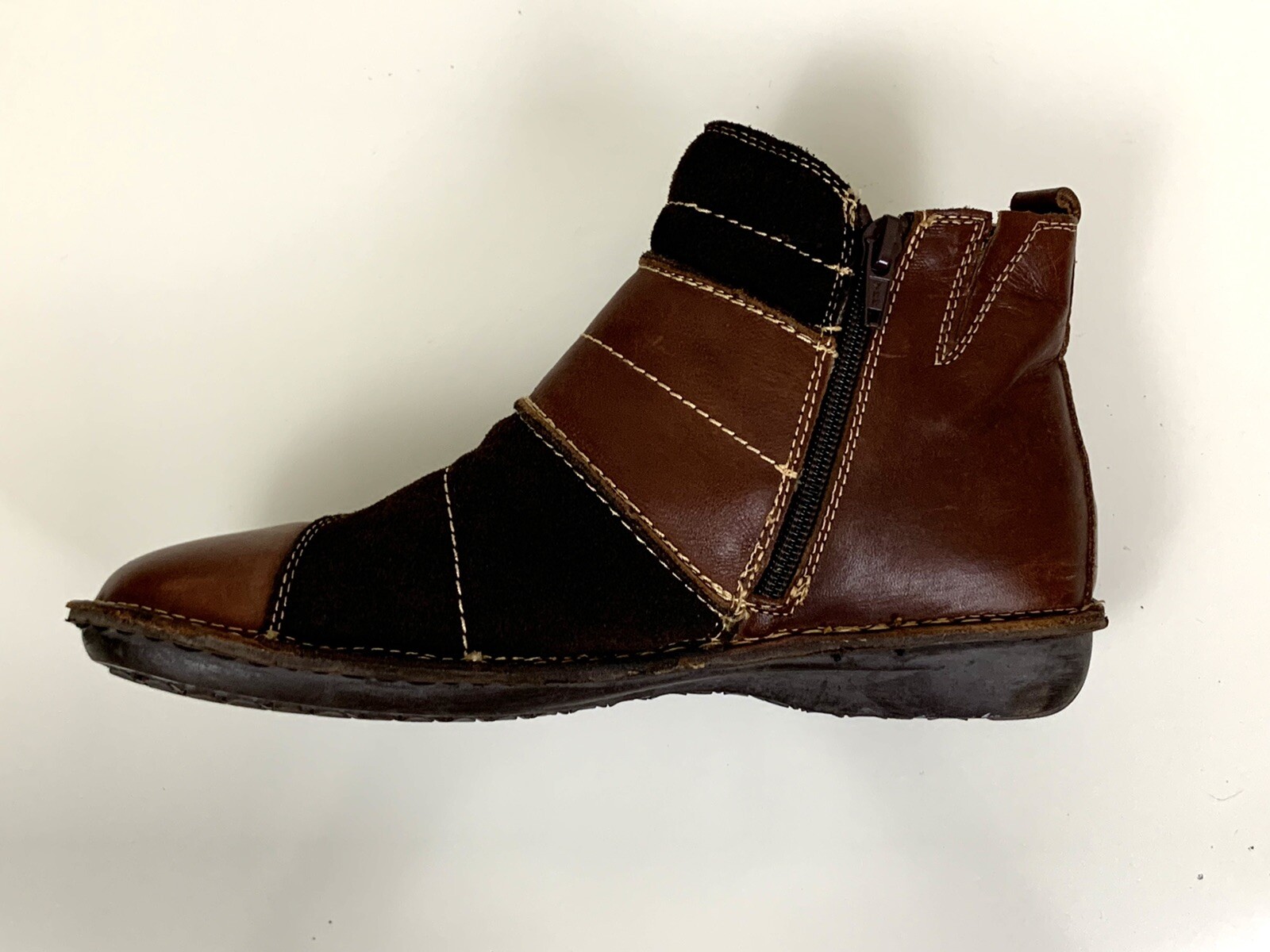 Spring Step Brown Leather Patchwork Zipper Boots … - image 9