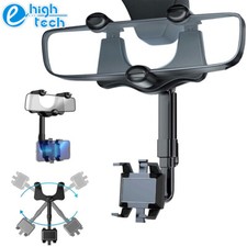 360 Rotatable Car Phone Holder Retractable Rear View Mirror Mount For iPhone
