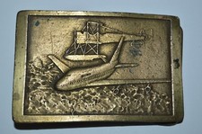 NICE Vintage Aged AIRPLANE Boeing Planes Brass Tone Belt Buckle RARE