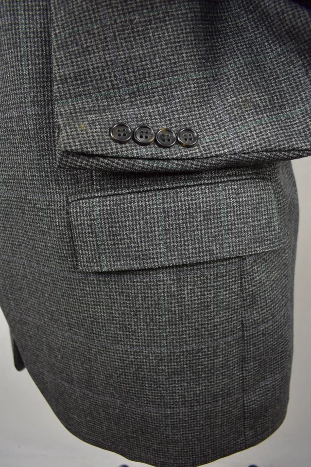 Traje de dos piezas de lana a cuadros gris oscuro Racquet Club 1976-1994 talla: 44R Foto 4 de 4
