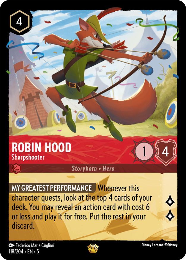 Lorcana Robin Hood - Sharpshooter (118/222) Shimmering Skies NM
