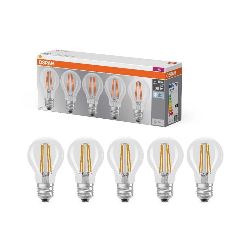 5 x Osram LED BASE P40 E14 Filament 4W Tropfen 2700K Warm White wie 40W