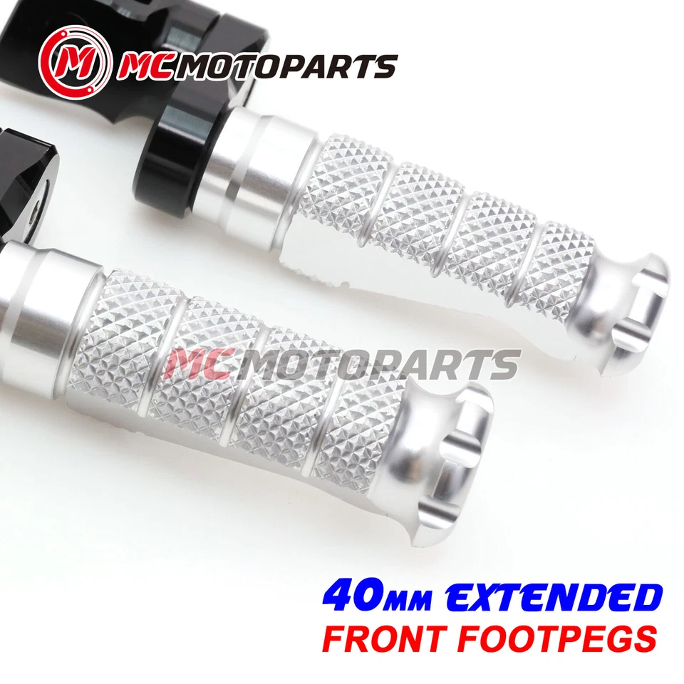 For Triumph Speedmaster Carbs 02-07 MCCP 40mm Extended SILVER Front Foot Pegs - Imagem 3 de 4
