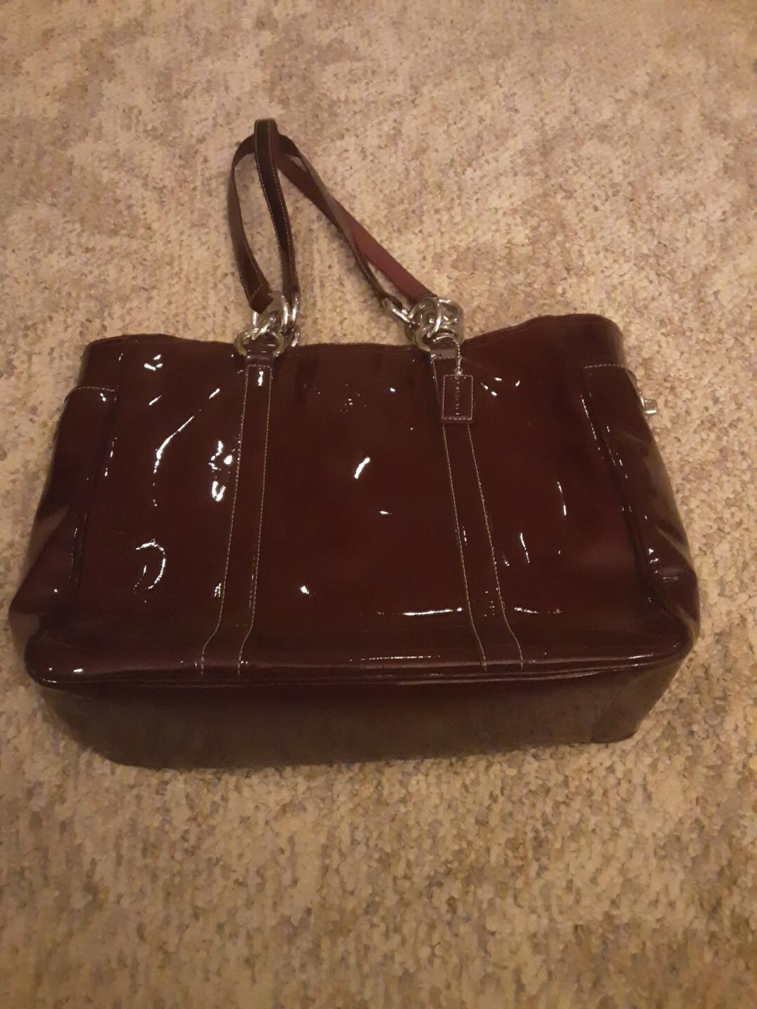 Borsa Coach Y2K vintage RARA grande borsa a tracolla bordeaux vernice pelle