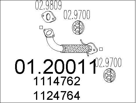 Tuyau d'échappement pour Ford Mondeo 3 essence 1.8 et 2.0 16V adaptable berline et Turnier