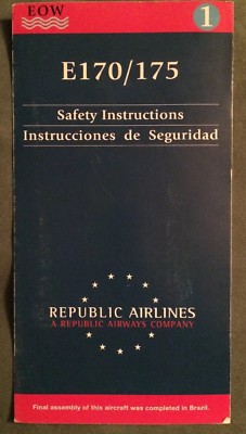 Air Safety Card Republic Airlines Embraer E170/175