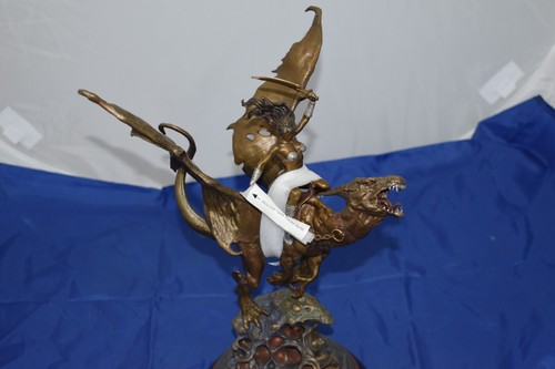 Boris Vallejo Maiden of the Golden Sword Dragon Franklin Mint Bronze Sculpture - Picture 2 of 11