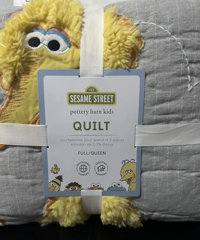 5 PC Pottery Barn Sesame Street Quilt Full Queen & Queen Sheet Set Elmo Big Bird - Image 2 of 4
