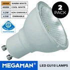 2 X MEGAMAN LED GU10 BULBS 4.2W OR 4.5W DIMMABLE OR NON-DIMMABLE 240V COOL/WARM