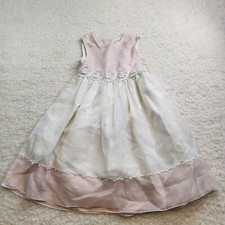 Rare Editions Dress 5 Girls White Pink Easter Wedding Event Spring Layers Pearl