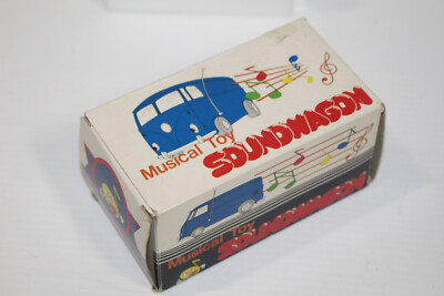 Vintage Tamco Musical Toy Soundwagon Japan Red VW Bus Record