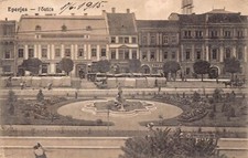 A148 Slovakia 1915 Presov Eperjes Foutca Taut Shop Statue WWI field postcard