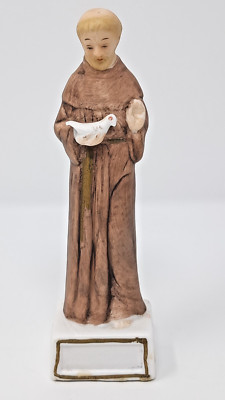 St Francis of Assisi 6'' t Ceramic Figurine bisque vintage Japan catholic saint