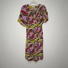 Go Softly Patio Dress Womens Medium Mini Multicolored Hippie Groovy