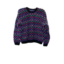 Vintage Colorful Knit Wool Blend Pullover Sweater 90s Size Large