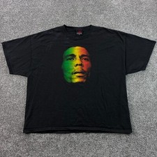 Vintage Y2K Bob Marley Shirt Mens 3XL Black Faded Zion Rootswear Reggae Music