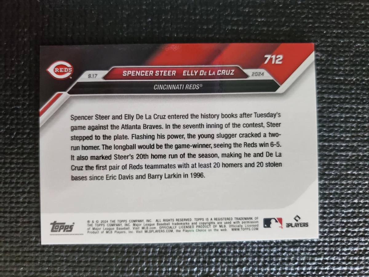 ELLY♡ Spencer Steer/Elly De La Cruz 20/20 2024 TOPPS NOW Card 712