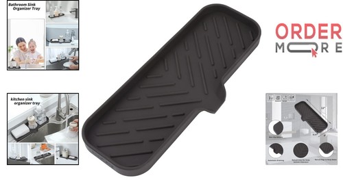 Silicone Bathroom Soap Dish with Drain Spout Kitchen Sink Organizer Sponge Ho... - Picture 2 of 11
