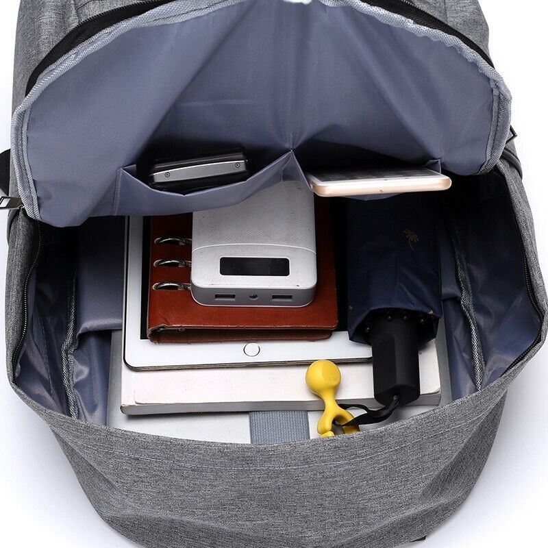 Backpack for School Travel Work, Steel Grey Unisex with USB Port for Power Bank