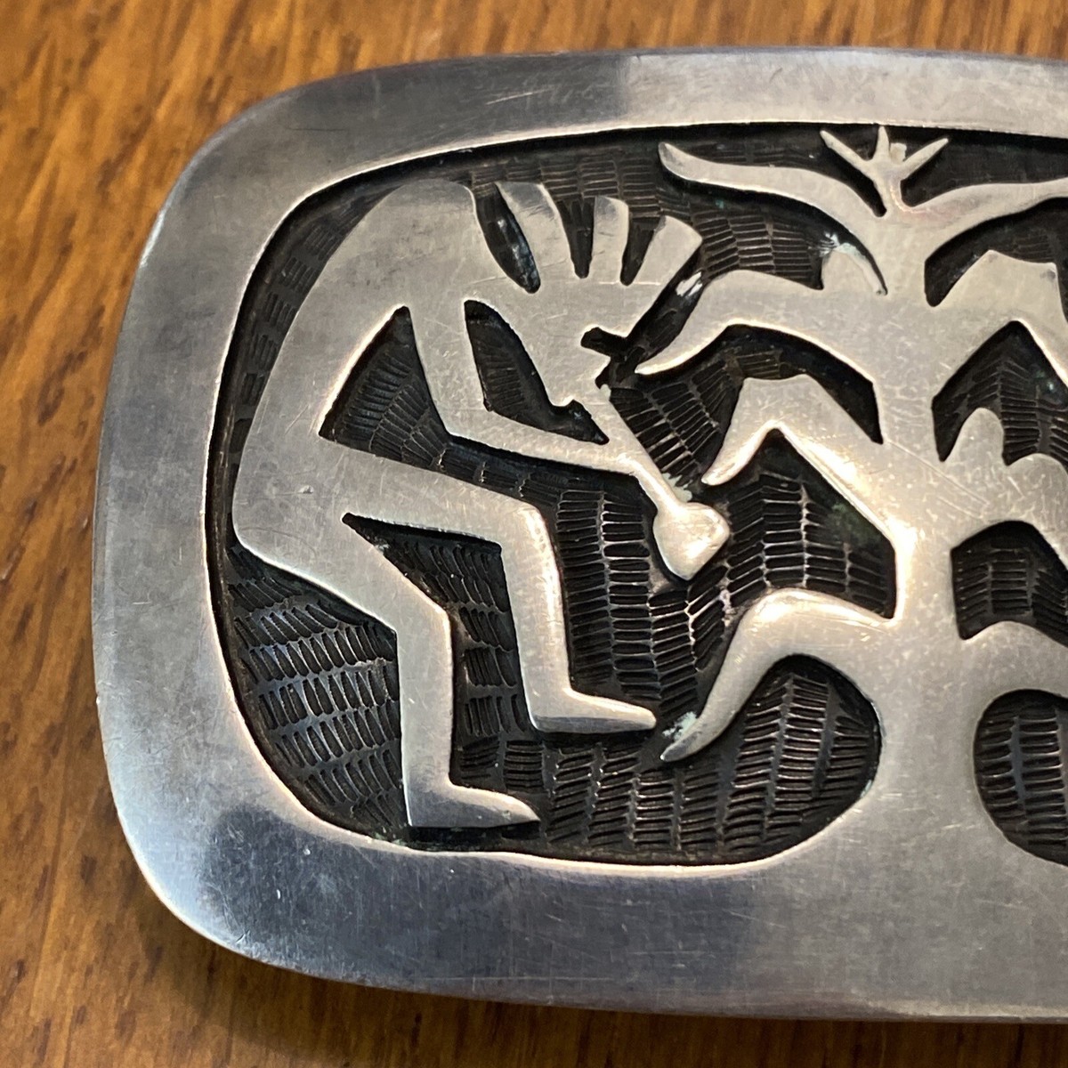 Bernard Dawahoya Hopi Kokopelli Corn Sterling Silver Belt Buckle 