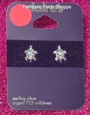 Sterling Silver CZ Turtle Stud Earrings