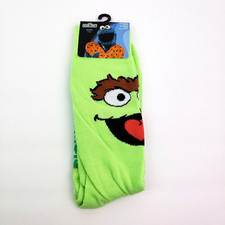 Sesame Street Oscar The Grouch Adult Sz 6.5-12 Green Graphic Novelty Crew Socks