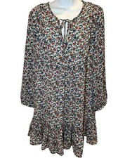 J CREW Babydoll Dress Size MEDIUM Relaxed Floral V-Neck Flowy Ruffle Lined Twee