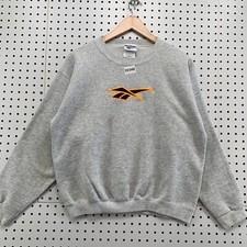 Vintage 90s Reebok Crew Neck Sweatshirt Youth XL 16 Gray Pullover 21.5x24 USA