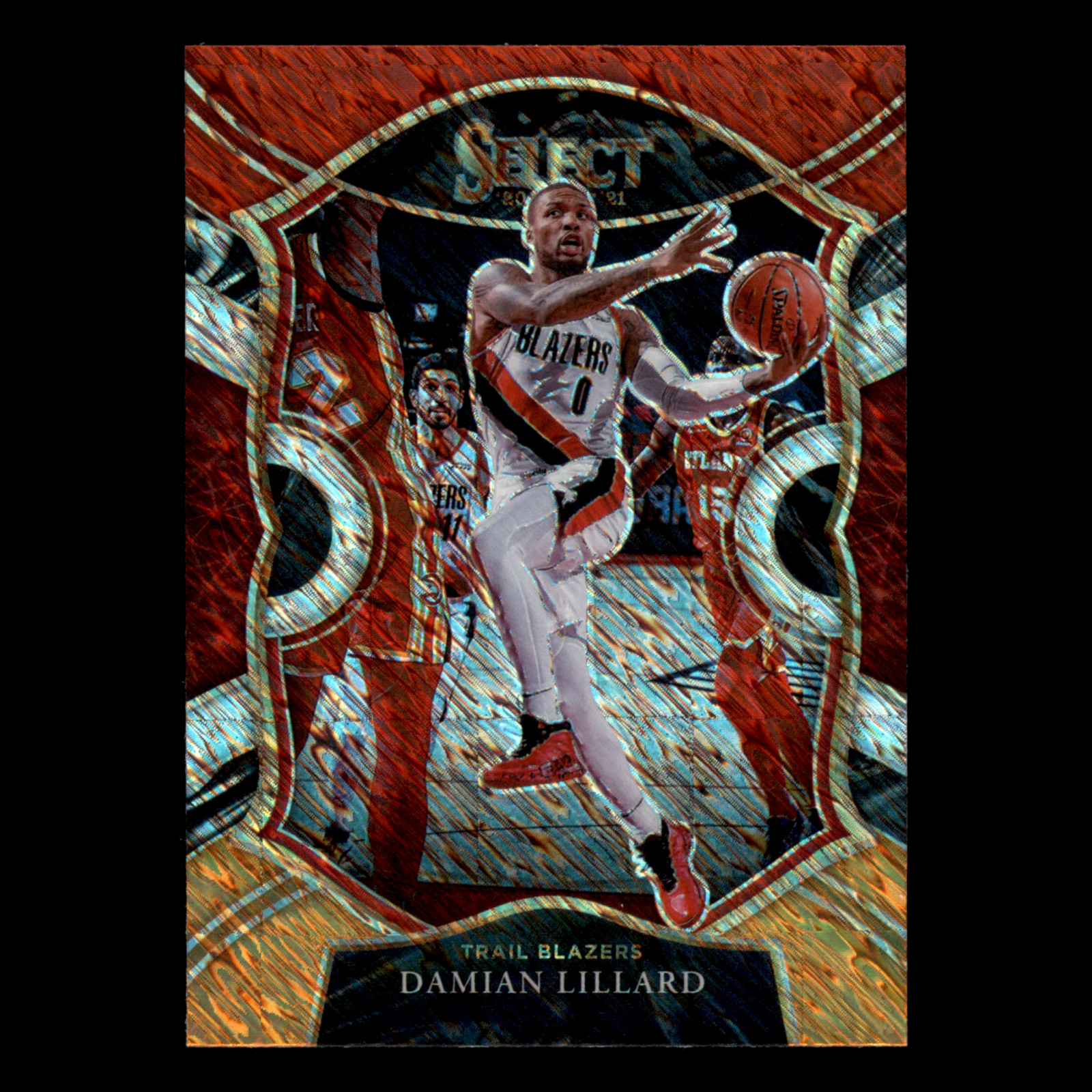 2020-21 Panini Select #24 Red White Orange Shimmer Prizm - Damian Lillard