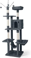 Tall Cat Tree for Indoor Cats, Modern Cute 70-Inch Climbing Play Tower with Top