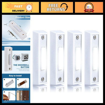 4 PCS LED Wired Doorbell Push Button Replacement - Lighted Wall Switch, White