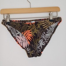 La Senza Bikini Bottoms Brown Orange Size 8 Gold Floral Beach Swim Swimming 