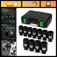 11-pc 12 Drive Deep 6-point Impact Socket Set Sae Cr-mo Spindle Axle Nut 1-3 11-pc 12 Drive Deep 6-point Impact Socket Set Sae Cr-mo Spindle Axle Nut 1-3
